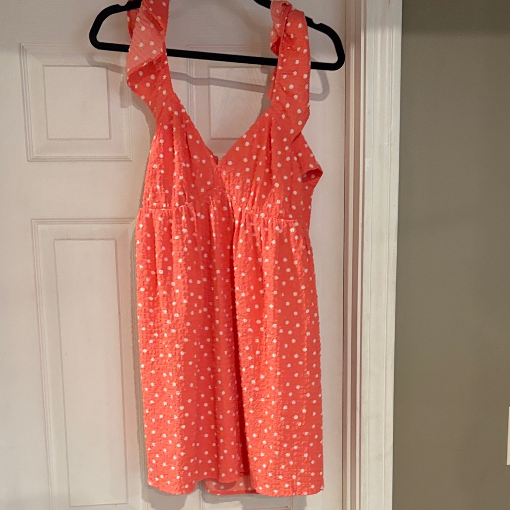 American Eagle Outfitters Coral Polka Dot Mini Dress